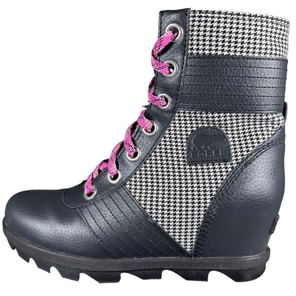 Sorel Joan of Arctic Lexie Leather Wedge Ankle Bootie Lace Up Youth Size 5 US - Picture 1 of 8